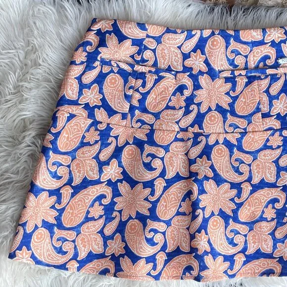 Polo Ralph Lauren Golf Women’s Orange Paisley Moisture Wicking A-Line Skort Sz M